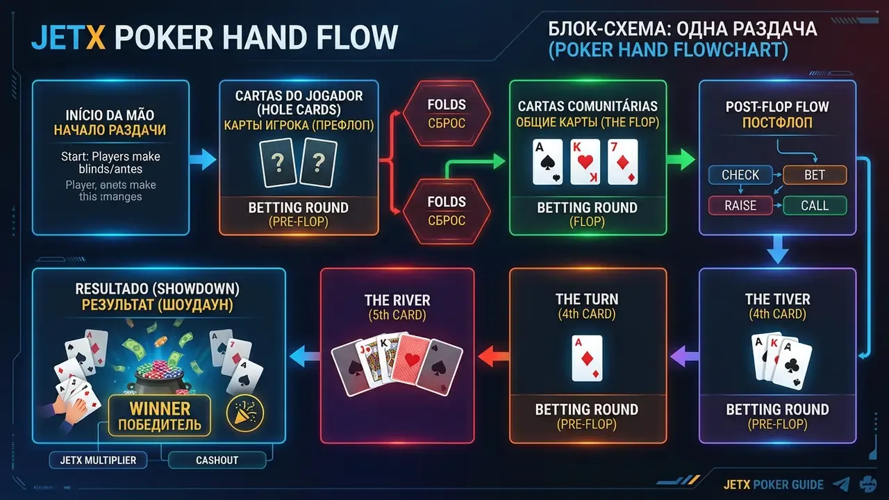como jogar poker - sequência de uma mão completa