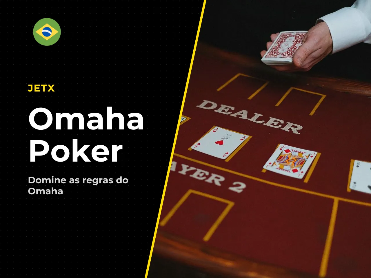 Omaha Hold'em e a variante com quatro cartas. No Omaha, cada jogador recebe **quatro** hole cards (em vez de duas) e **deve** usar exatamente duas delas combinadas com três das cinco community cards p
